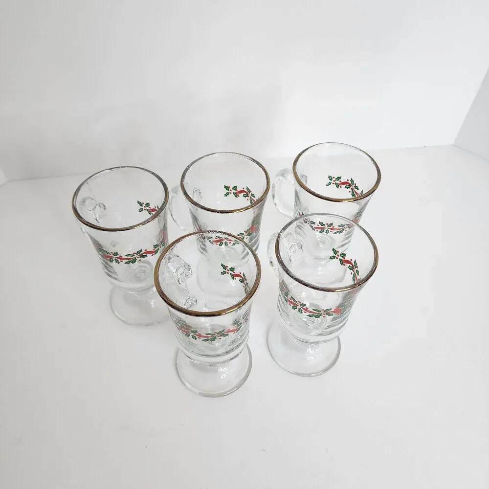 Vintage‎ Libbey Christmas Holly Berry 6